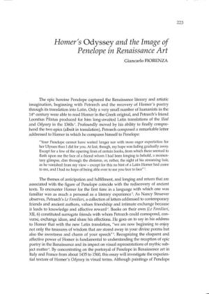 Homer's Odyssey and the Image of Penelope in Renaissance Art Giancarlo FIORENZA