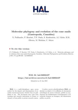 Molecular Phylogeny and Evolution of the Cone Snails (Gastropoda, Conoidea) N