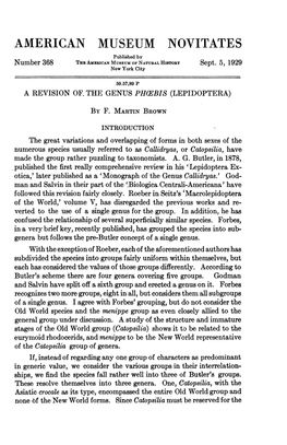 AMERICAN MUSEUM NOVITATES Published by Number 368 the AMERICAN MUSEUM of NATURAL HISTORY Sept