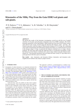 Kinematics of the Milky Way from the Gaia EDR3 Red Giants and Sub-Giants