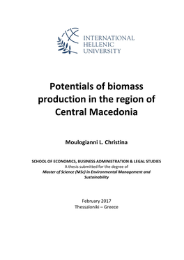 Potentials of Biomass Production in the Region of Central Macedonia