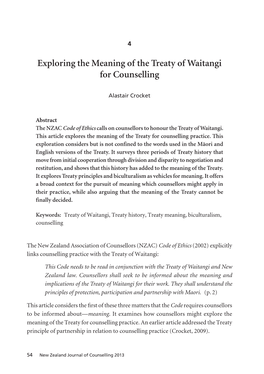 4. Exploring the Meaning of the Treaty of Waitangi for Counselling