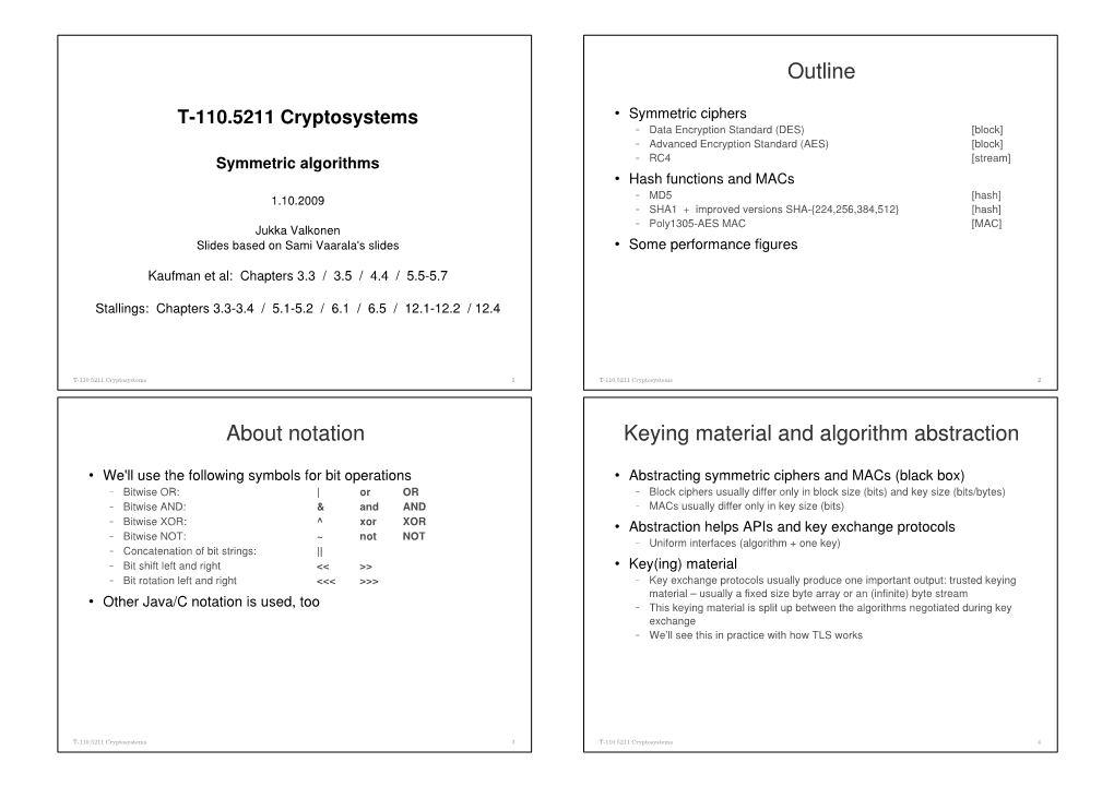 Outline About Notation Keying Material and Algorithm Abstraction