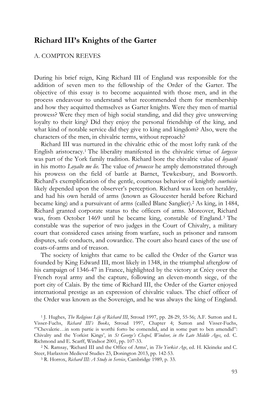 Richard III's Knights of the Garter