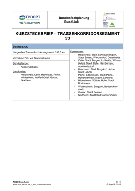 Kurzsteckbrief – Trassenkorridorsegment 53