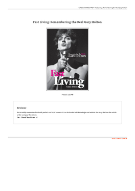 Download Ebook &gt; Fast Living: Remembering the Real Gary Holton