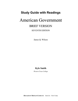 Study Guide with Readings American Government BRIEF VERSION SEVENTH EDITION