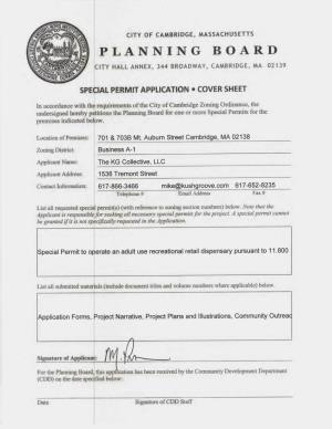 KG Collective, LLC SPECIAL PERMIT APPLICATION for CANNABIS RETAIL STORE 701-703B Mt