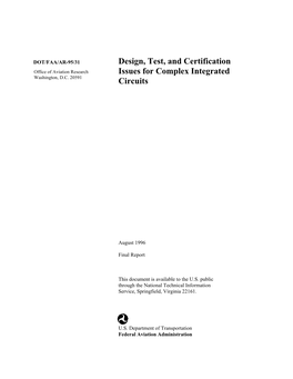DOT/FAA/AR-95/31 ___Design, Test, and Certification Issues For