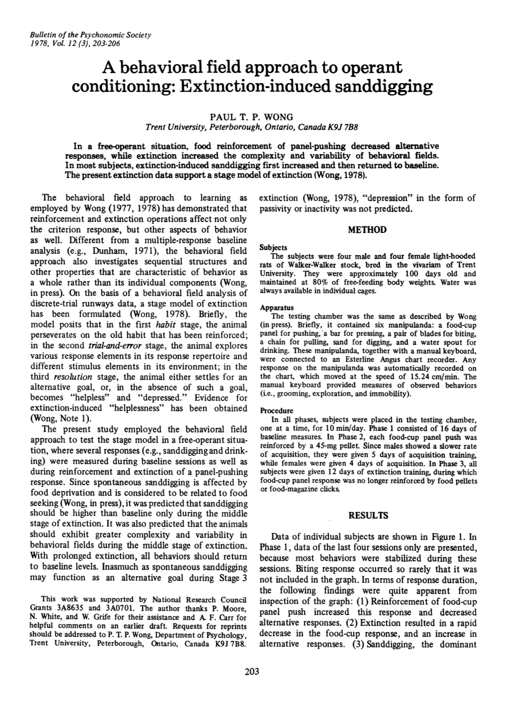 A Behavioral Field Approach to Operant Conditioning: Extinction-Induced Sanddigging