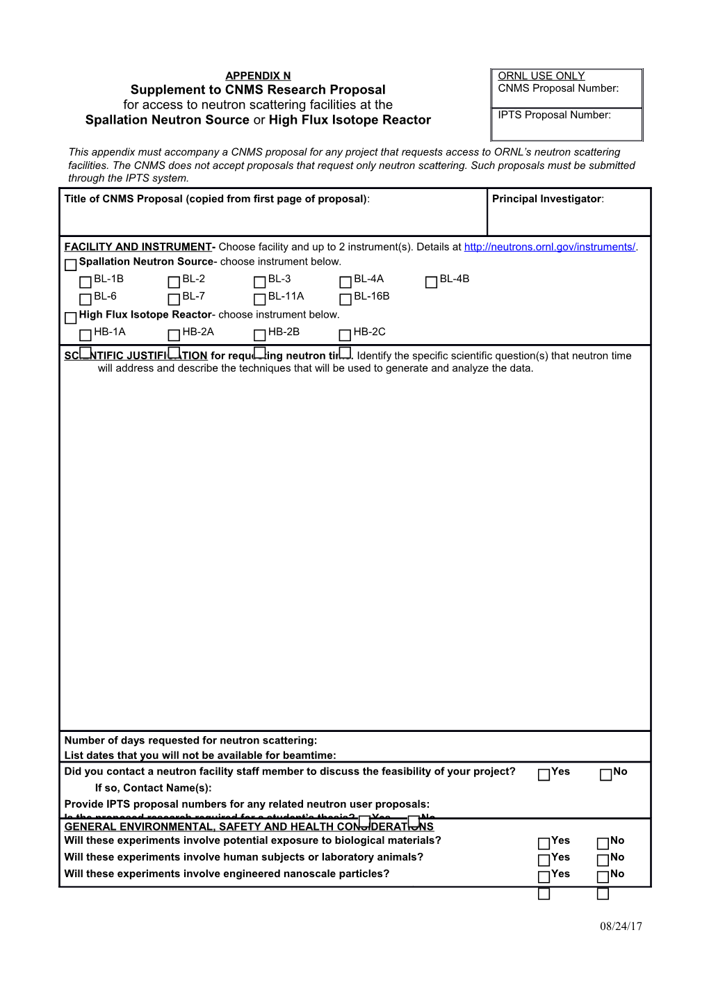 APPENDIX Nsupplement to CNMS Research Proposalfor Access to Neutron Scattering Facilities