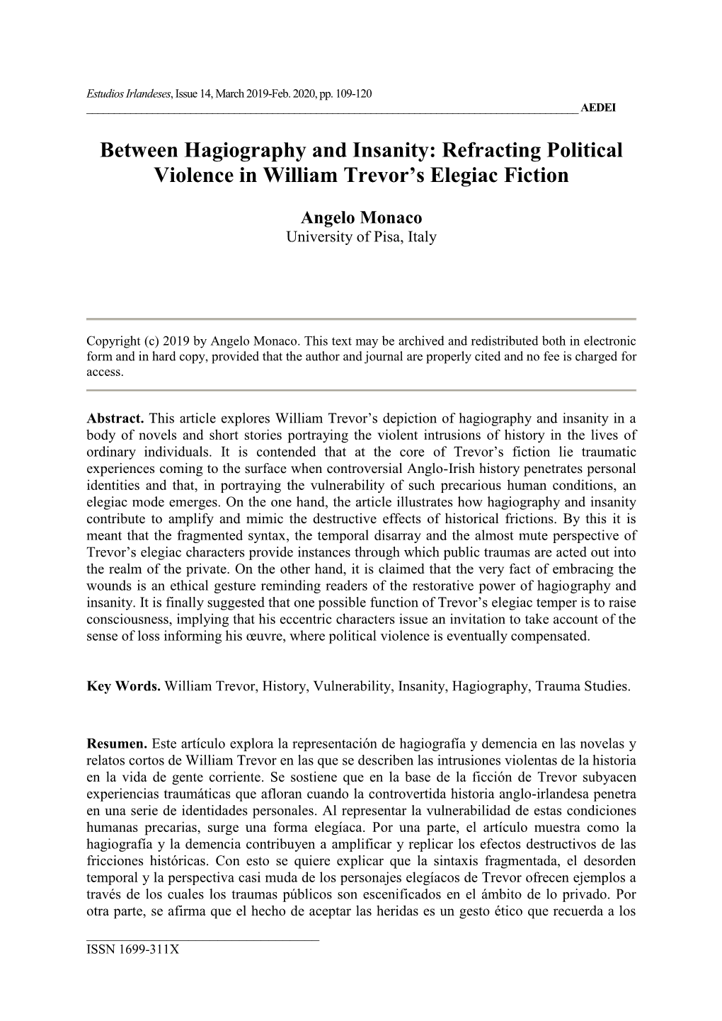Refracting Political Violence in William Trevor's