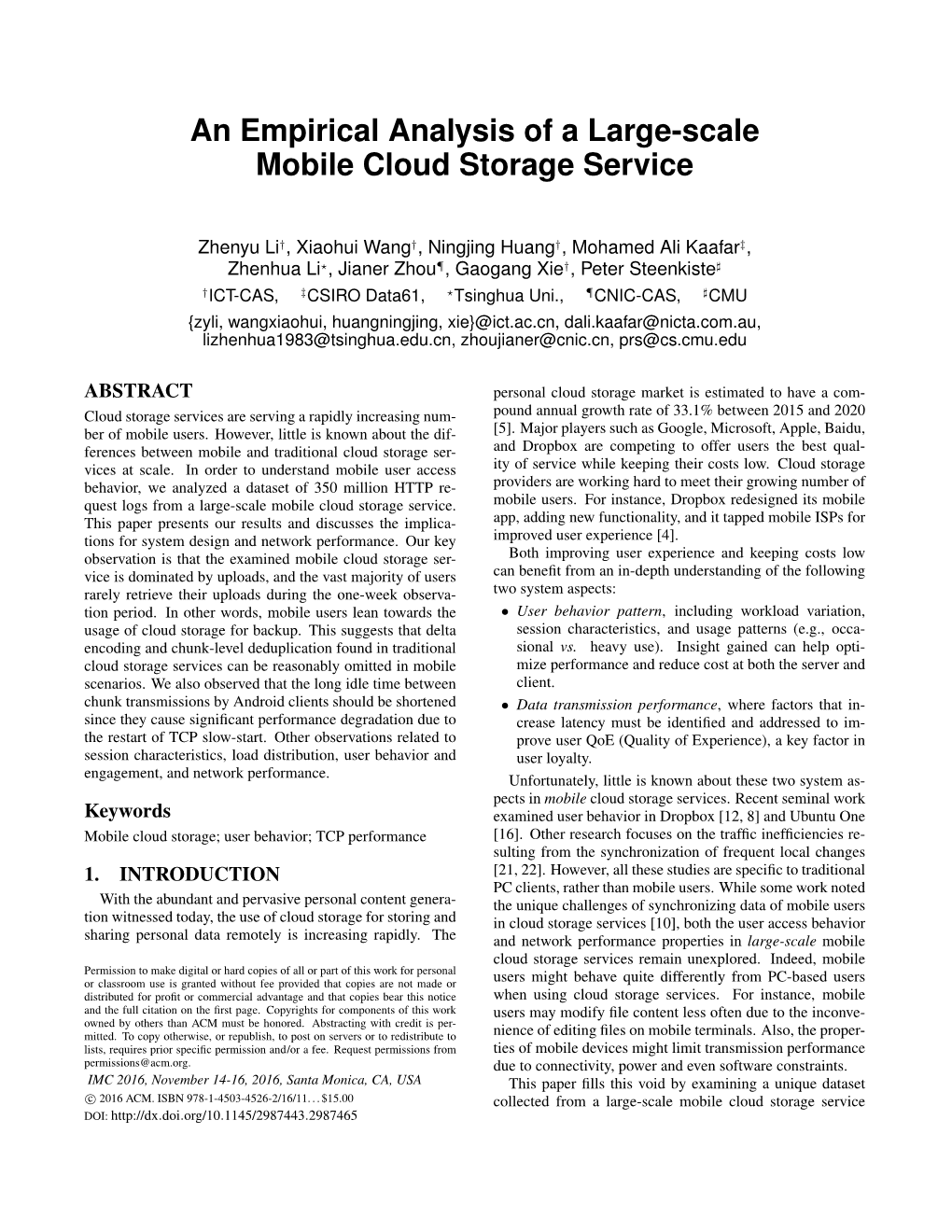 An Empirical Analysis of a Large-Scale Mobile Cloud Storage Service