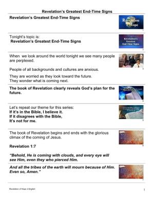 Signs Revelation’S Greatest End-Time Signs