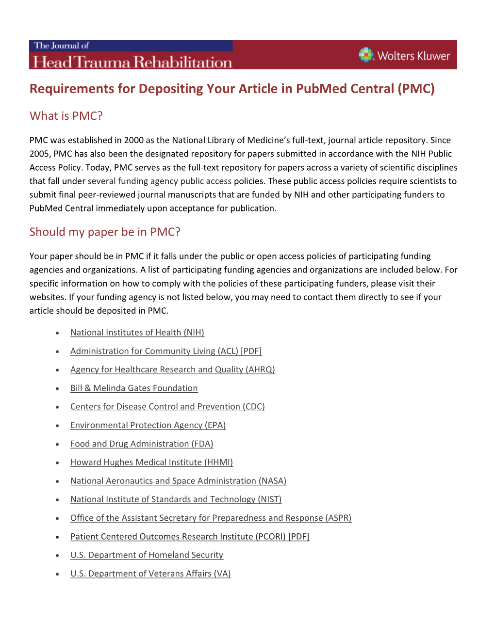 Requirements for Depositing Your Article in Pubmed Central (PMC)