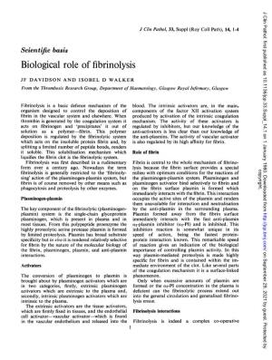 Biological Role of Fibrinolysis