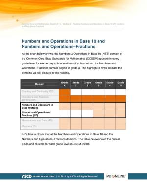 Numbers and Operations in Base 10 and Numbers and Operations–Fractions ______