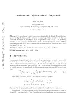 Arxiv:2108.08639V1 [Math.CO]