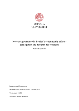Network Governance in Sweden's Cybersecurity Efforts
