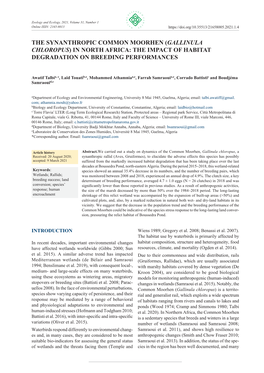 The Synanthropic Common Moorhen (Gallinula Chloropus) in North Africa: the Impact of Habitat Degradation on Breeding Performances