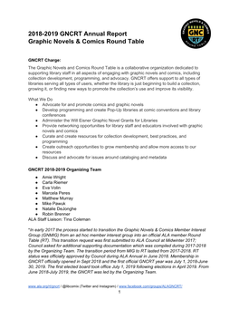 2018-2019 GNCRT Annual Report Graphic Novels & Comics Round Table