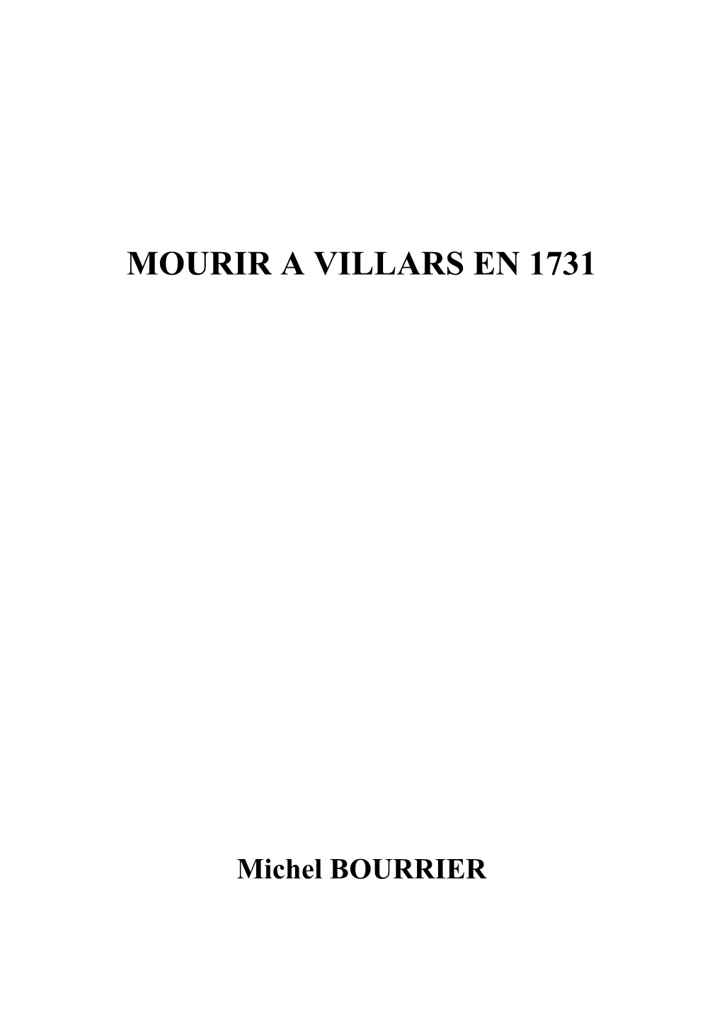 Mourir a Villars En 1731