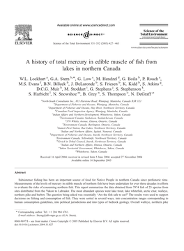 A History of Total Mercury in Edible Muscle of Fish from Lakes in Northern Canada