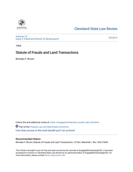 Statute of Frauds and Land Transactions