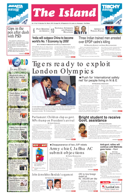 Tigers Ready to Exploit London Olympics