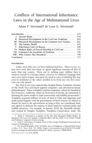Conflicts of International Inheritance Laws in the Age of Multinational Lives Adam F