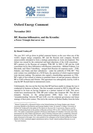 BP, Russian Billionaires and the Kremlin