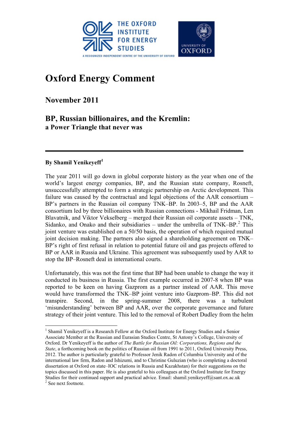 BP, Russian Billionaires and the Kremlin
