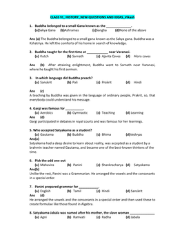 CLASS VI HISTORY NEW QUESTIONS and IDEAS Vikash