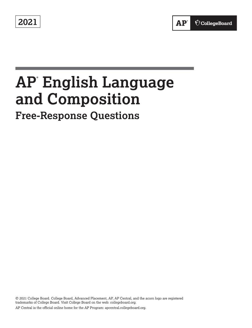 AP English Language and Composition 2021 Free-Response