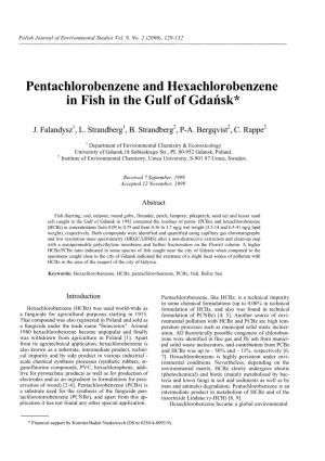Pentachlorobenzene and Hexachlorobenzene in Fish in the Gulf of Gdańsk*