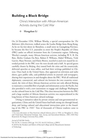 Building a Black Bridge China’S Interaction with African-American Activists During the Cold War