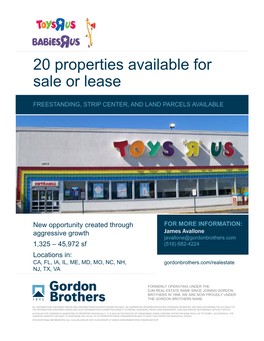 20 Properties Available for Sale Or Lease