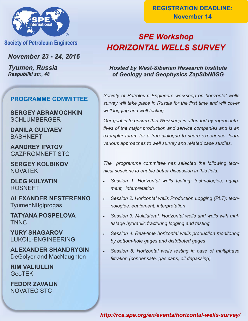 HORIZONTAL WELLS SURVEY November 23 - 24, 2016