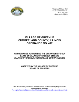 Village of Greenup Ordinance Number 417