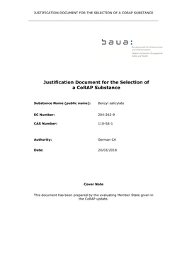 Justification Document for the Selection of a Corap Substance