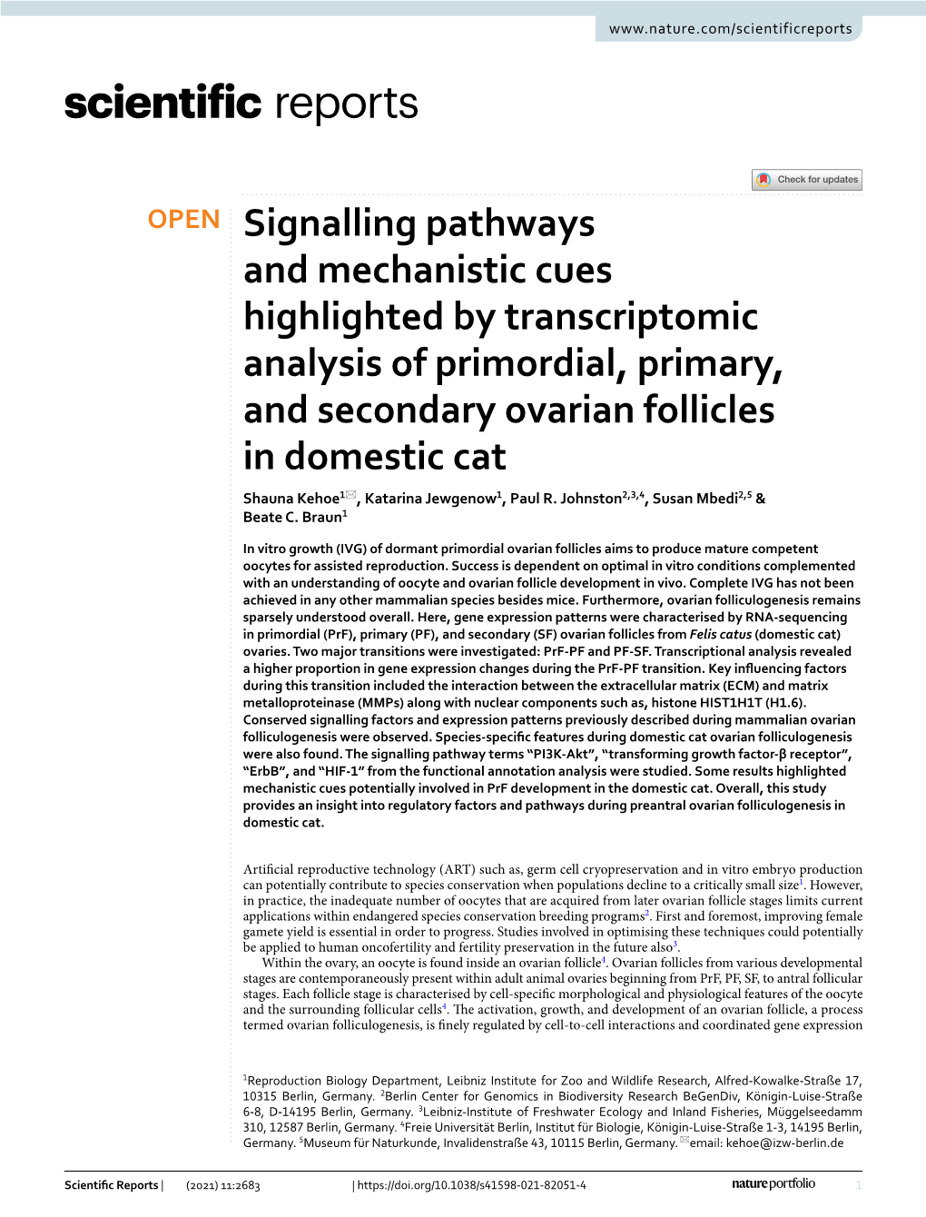 Signalling Pathways and Mechanistic Cues Highlighted by Transcriptomic