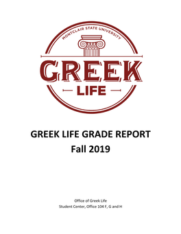 GREEK LIFE GRADE REPORT Fall 2019
