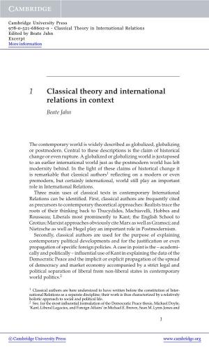 1 Classical Theory and International Relations in Context Beate Jahn