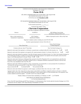 Form 10-K Chevron Corporation