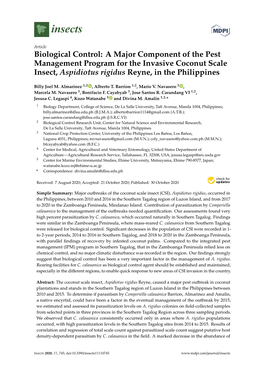 Biological Control: a Major Component of the Pest Management Program for the Invasive Coconut Scale Insect, Aspidiotus Rigidus Reyne, in the Philippines