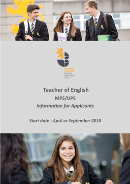 Teacher of English MPS/UPS Information for Applicants