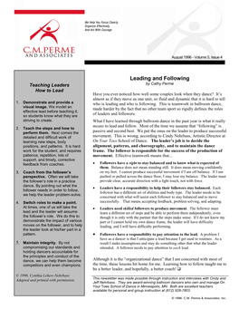 Leading and Following Teaching Leaders by Cathy Perme