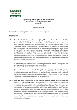 Tightening the Ring of Israeli Settlement Around the Old City of Jerusalem Map Notes