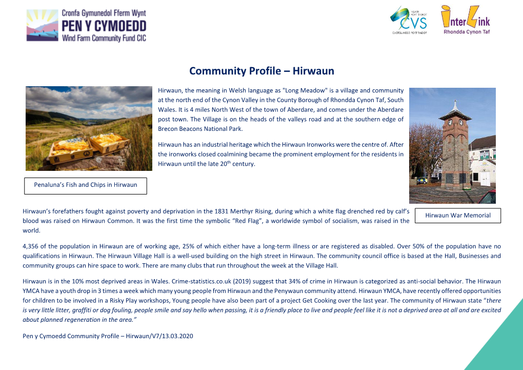 Community Profile – Hirwaun