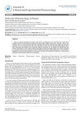 Molecular Pharmacology of Honey